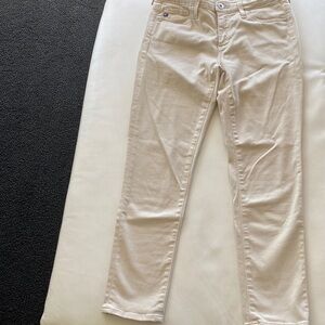 AG Adriano Goldschmied Women's Beige Straight Leg Jeans